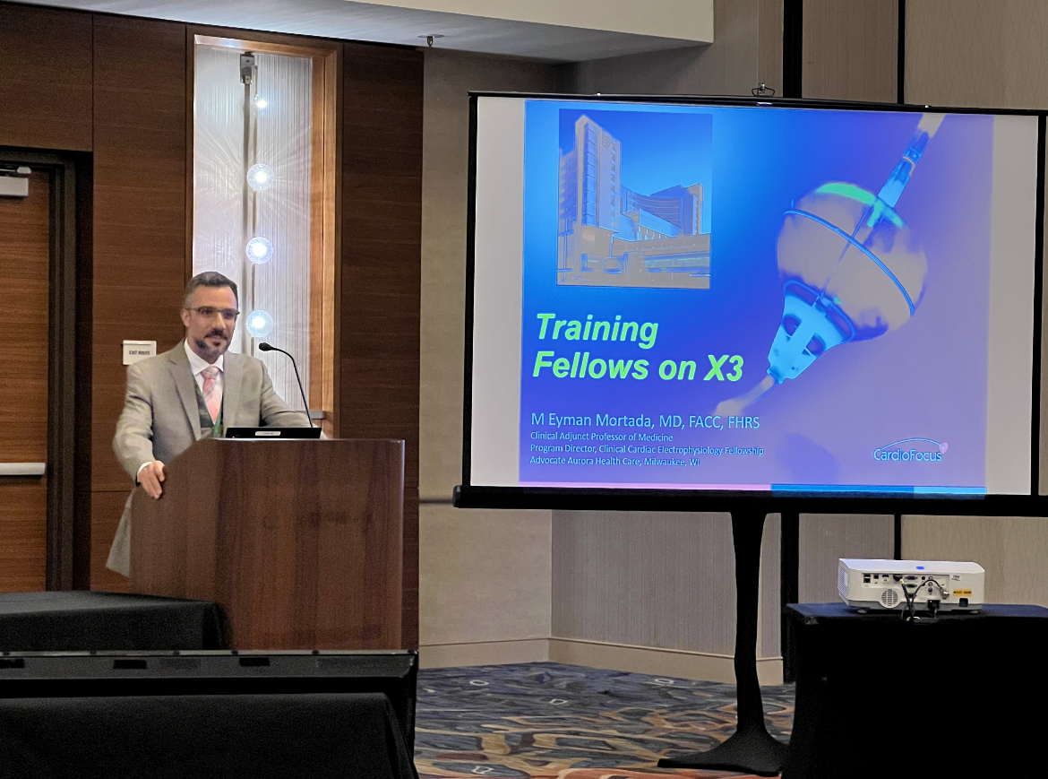 CardioFocusAF's tweet photo. During our recent X3 Symposium, Dr. Eyman Mortada shared his insights on training EP fellows on the HeartLight X3 system. According to Dr. Mortada, visualizing tissue through the endoscope with the Laser Balloon is the key to a successful #PVI procedure.

#epeeps #X3vision https://t.co/UHtwCx24fK