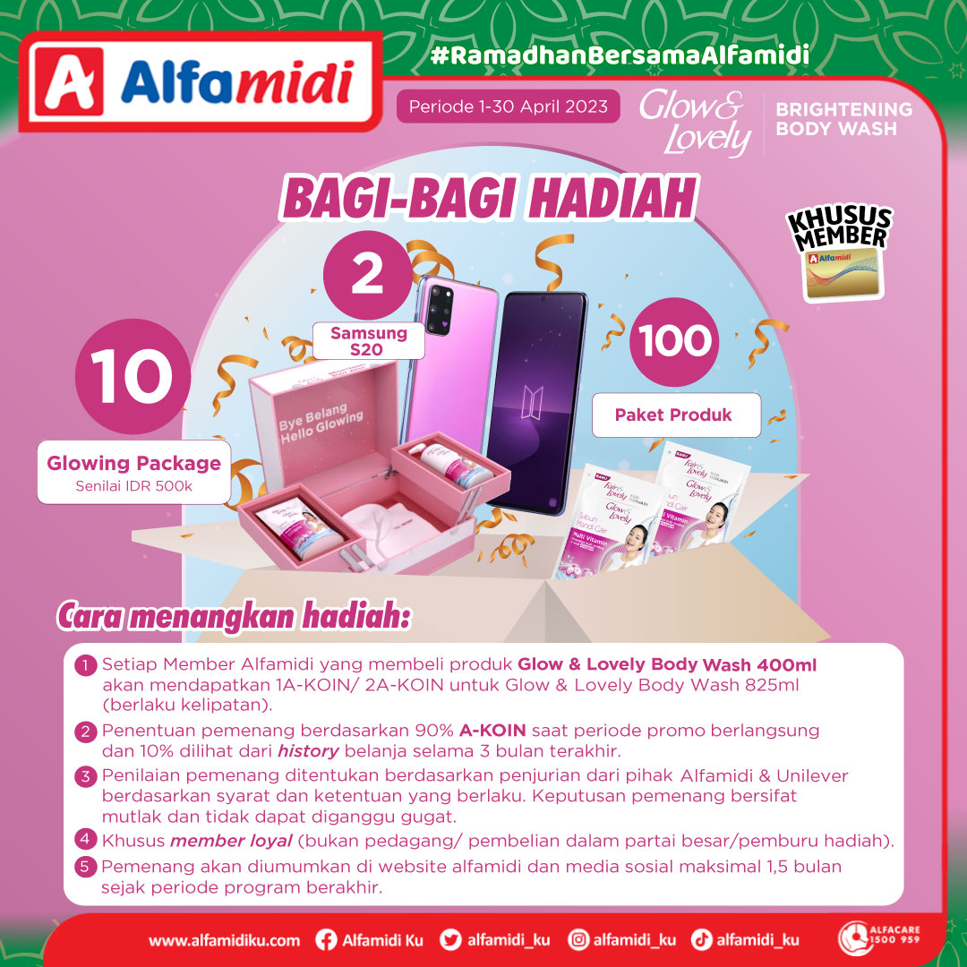 alfamidi_ku's tweet photo. Hi Family Midi dan Lovelies!
Yuk ikutan Glow and Lovely Bodywash Bagi-Bagi Hadiah dan raih kesempatan buat menangin berbagai hadiah menarik!^^
#AyokeAlfamidi #AlfamidiUntukIndonesia #ProgramMemberAlfamidi https://t.co/x17lxh3WFR
