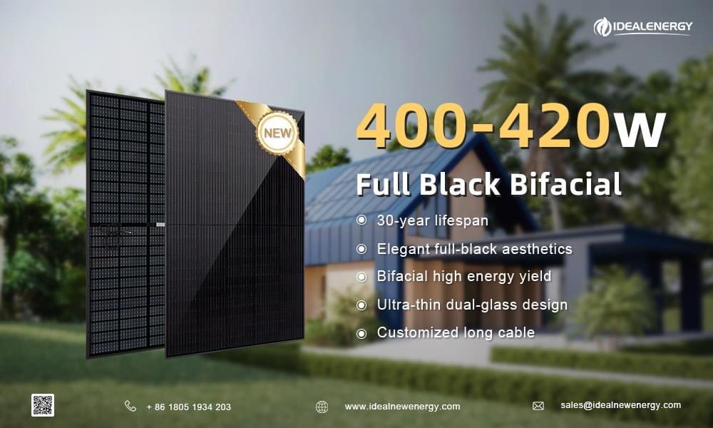 🔥🔥Full black &amp; Bifacial panel, boasts a sleek and durable design, making it an excellent choice for rooftop. Custom longer cable is also supported.
Do not hesitate to DM us if you are interested!
Whatspp :+8618051934203
📧sales@idealnewenergy.com
🌐idealnewenergy.com