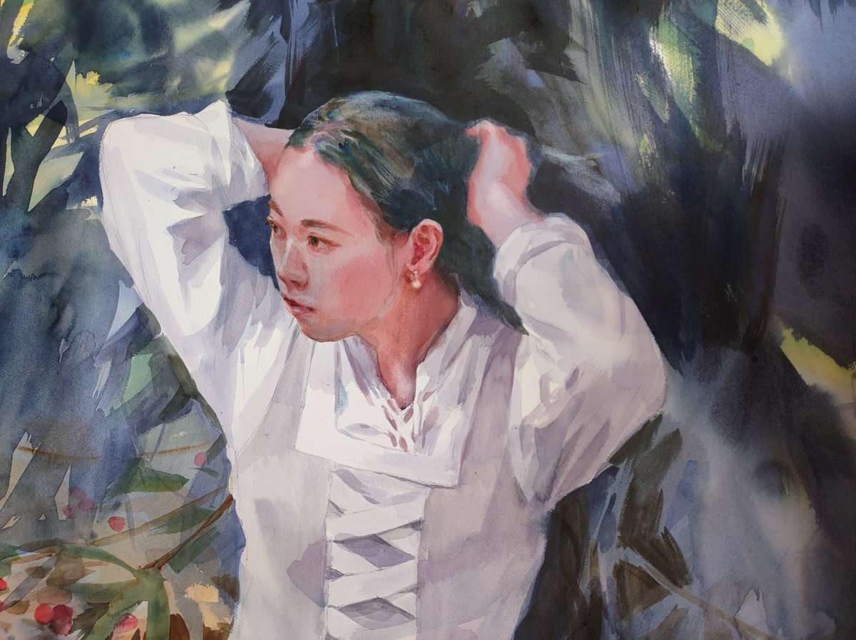 32×41㎝「朝の桜2」油彩・原画・F6 （ブログ