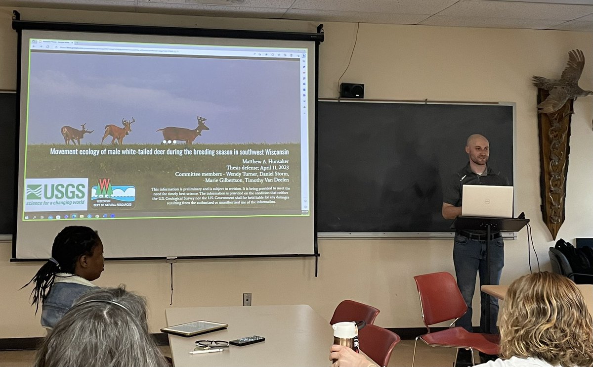 Wendy Turner (@springboknerd) on Twitter photo Matt Hunsaker successful defended his MS on movement ecology of male white-tailed deer in Wisconsin bright and early this morning. Awesome job, Matt! 🦌 🦌 🦌 <a href="/UW_FWEcology/">UW-Madison Forest and Wildlife Ecology</a> 🦌 🦌 🦌 Matt Hunsaker successful defended his MS on movement ecology of male white-tailed deer in Wisconsin bright and early this morning. Awesome job, Matt! 🦌 🦌 🦌 <a href="/UW_FWEcology/">UW-Madison Forest and Wildlife Ecology</a> 🦌 🦌 🦌