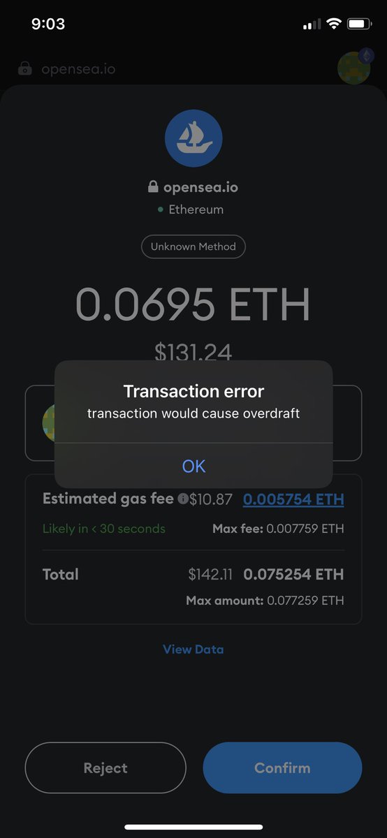 Anyone know why I’m getting a error on meta mask why trying to buy anything on opensea.I clearly have enough in my account
