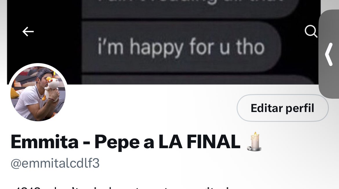 emmitasays's tweet image. Mi nombre de twitter ya hizo su trabajo 🕯️🧡 ahora vamos con Pepe 1er Finalista #LCDLF3 #PEPEALAFINAL