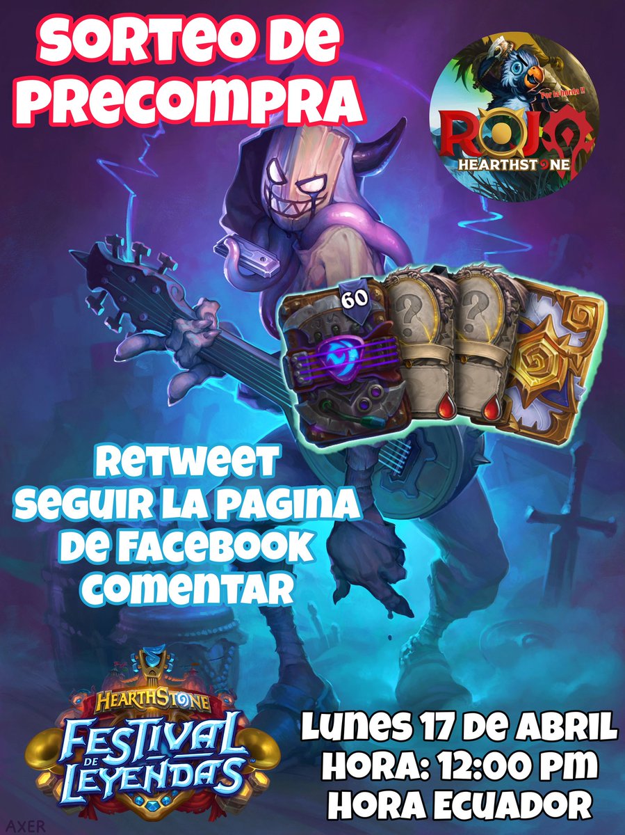 Rojo Memes (@rojomemes07) on Twitter photo Aun tienen la oportunidad de ganarse una precompra, gracias a <a href="/PlayHearthstone/">Hearthstone</a> <a href="/PlayHSLATAM/">Hearthstone LATAM</a> y <a href="/AntonyGiusto/">Antonio León (Tomy)</a> , lo unico que tienen que hacer, es retweet a esta publicación comentar y seguir la pagina de Facebook y listo facebook.com/Rojo0712?mibex…
Nos vemos el dia lunes en stream :3 Aun tienen la oportunidad de ganarse una precompra, gracias a <a href="/PlayHearthstone/">Hearthstone</a> <a href="/PlayHSLATAM/">Hearthstone LATAM</a> y <a href="/AntonyGiusto/">Antonio León (Tomy)</a> , lo unico que tienen que hacer, es retweet a esta publicación comentar y seguir la pagina de Facebook y listo facebook.com/Rojo0712?mibex…
Nos vemos el dia lunes en stream :3