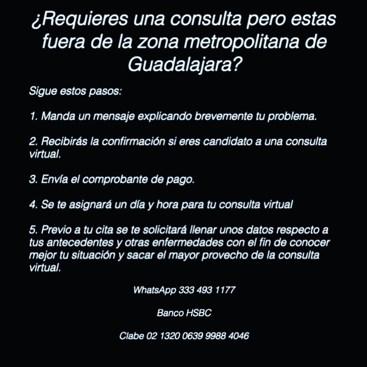 Si vives lejos; tal vez podamos realizar una valoración o cotización de un procedimiento. De esta forma sólo tendrás que viajar el día de tu procedimiento.