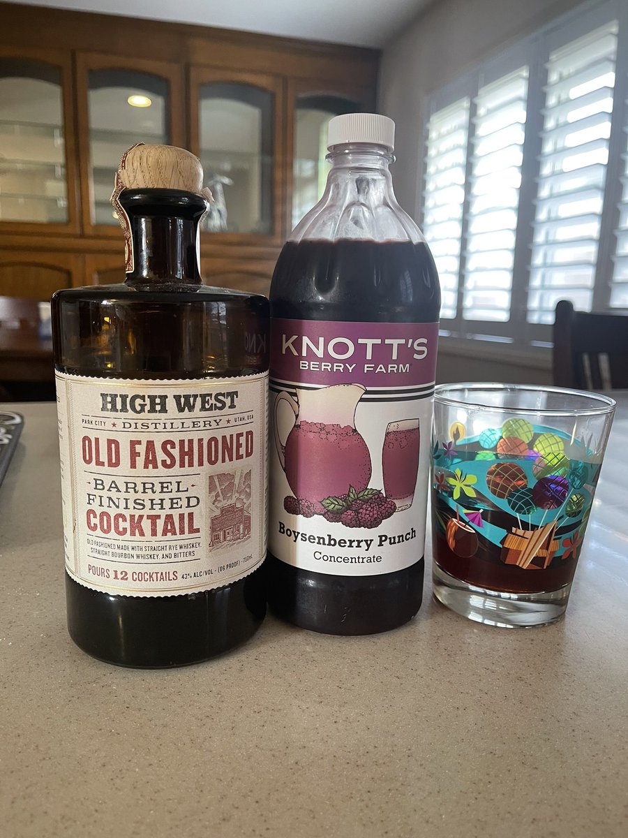 CaptAceDanger's tweet photo. Cashier at Knott’s: You can mix the punch concentrate with lots of stuff like soda! 

Me: I’m gonna mix it with alcohol!

And it was an excellent decision. Highly recommend a boysenberry old fashioned https://t.co/xs1OZnejvs