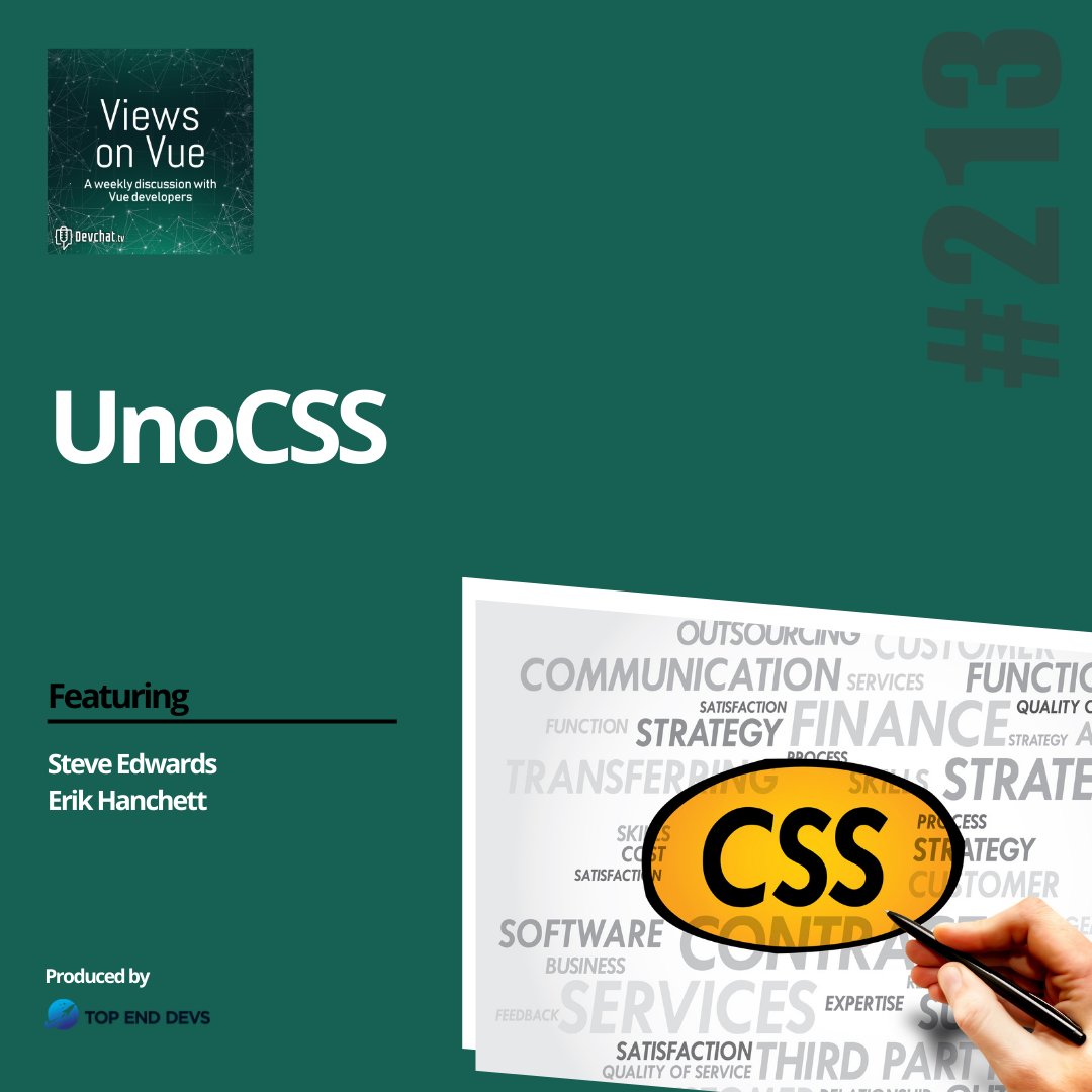 viewsonvue's tweet image. Check out this week&apos;s episode of #ViewsonVue with @ErikCH

#Vue: UnoCSS

rfr.bz/t5o1pe5
