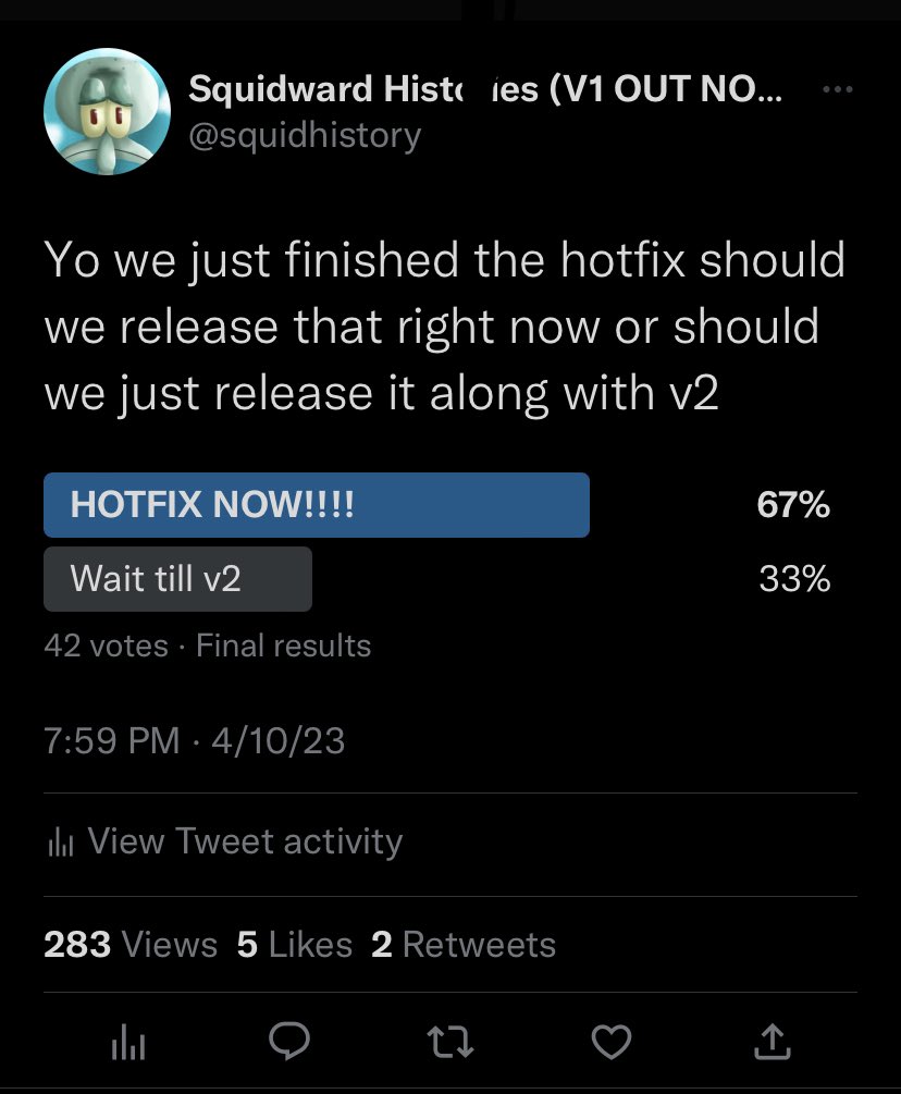 Squidward Histories (V1 OUT NOW GO PLAY) tweet media