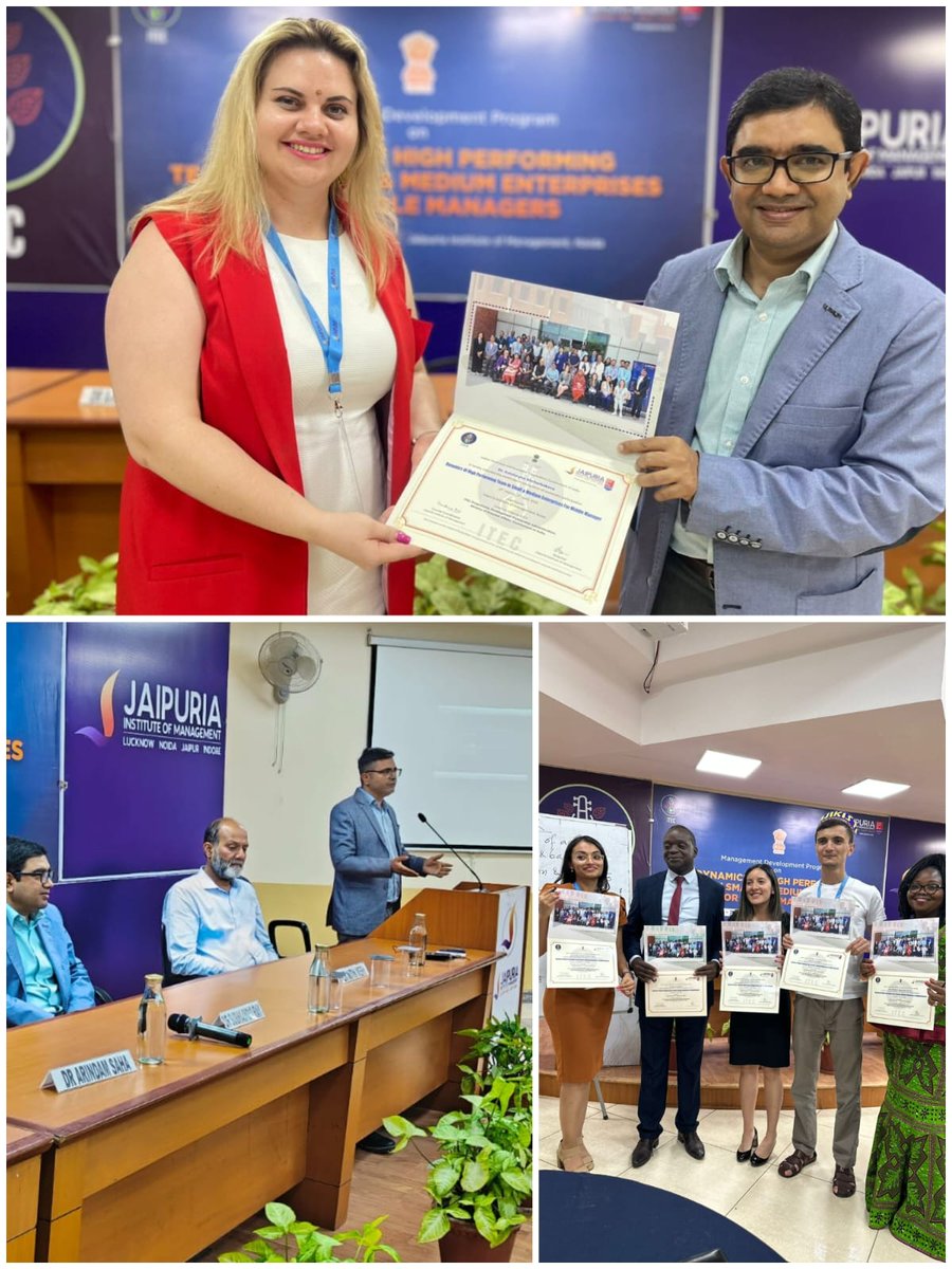 NoidaSmc's tweet image. Dr. @subhajyoti_ray, Director Jaipuria Noida awarded certificates &amp;amp; mementos to 30 participants of 19 countries during the Valedictory Session of 2 weeks #ITECnetwork course on Dynamics of High Performing Teams in Small &amp;amp; Medium Enterprises.