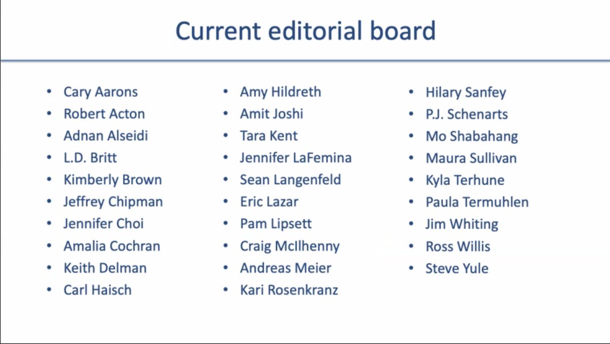 JSE's editorial leadership @dougsmink @kBraselDazzle @jimkorndorffer @TravisWebbMD @Jenn_Tseng and Dr. Gregory Schmeling thank our editorial board for all their amazing work reviewing the latest and greatest surgical education research!