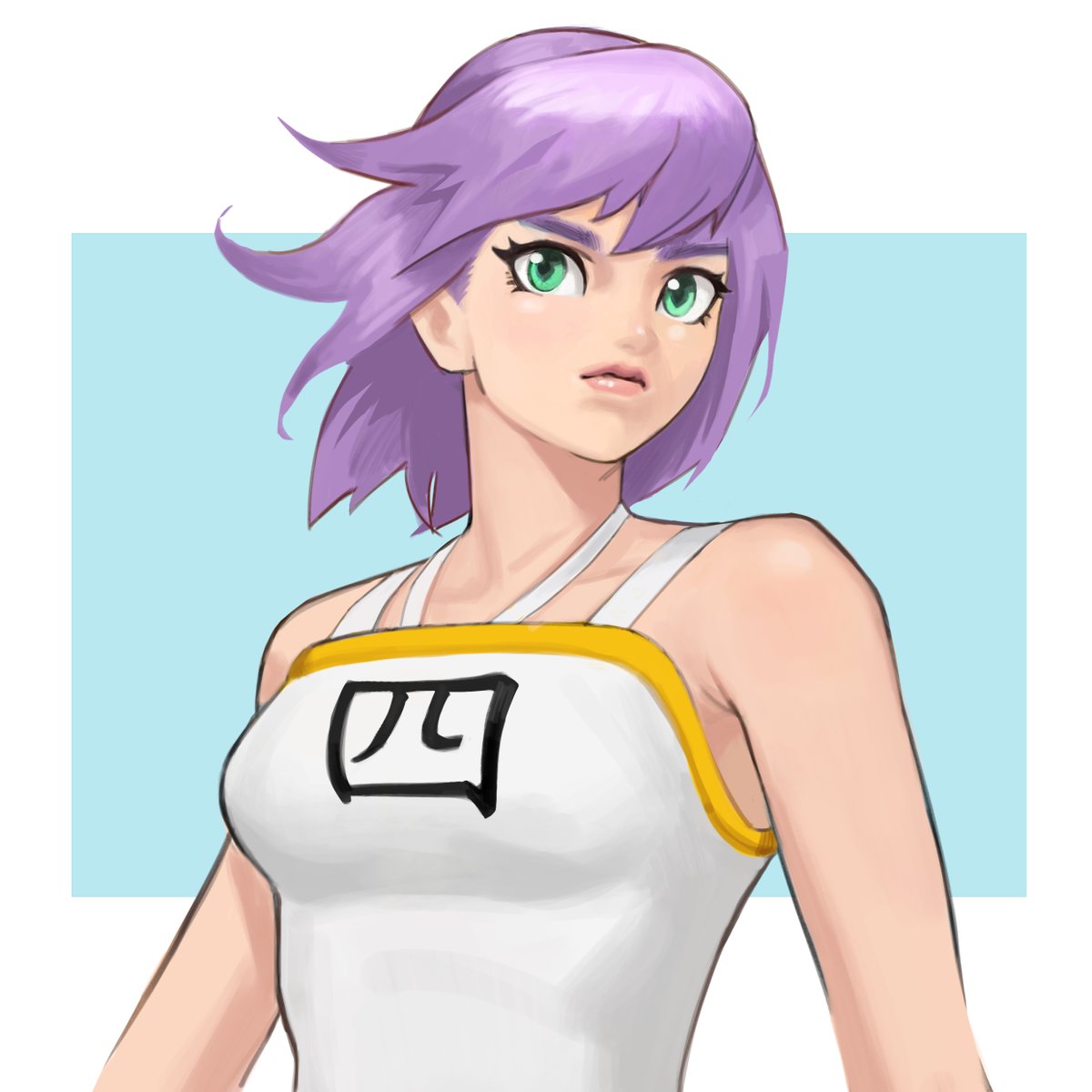This is that purple haired girl. If there's one thing she likes, it's the number 4.