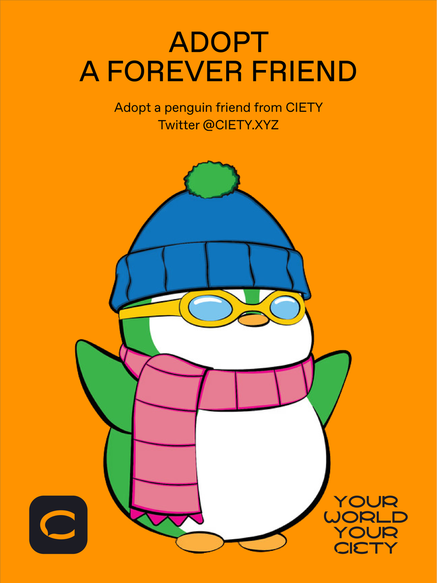 ciety_xyz's tweet photo. 🐧 @LilPudgys Adoption! #NFTgiveaway  
🏆 A winner will get 1 x Lil Pudgy NFT!

To Enter: 
✅ Follow @ciety_xyz 
✅ Like & RT
✅ Tag 3 friends
⏰ Ends in 4 Days (~ 04.15 UTC)

CIETY team is building an all-in-one social platform that makes it simple for anyone to create and sustain communities. We are now busy to take care of this penguin! @pudgypenguin 

Please be a loving new family for our penguin friend💚We will announce the winner on 15th April and tag the winner in the comment!