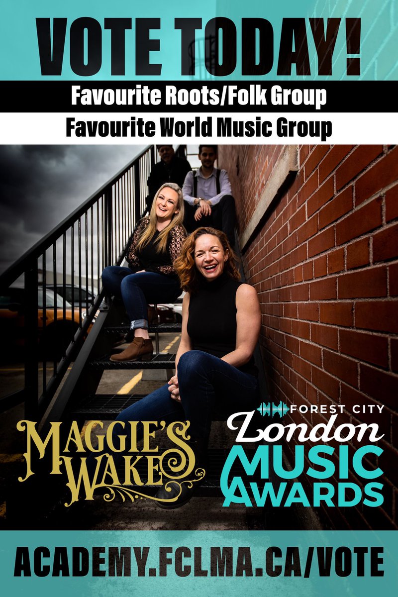 Maggie’s Wake (@maggieswake) on Twitter photo Great news!! ⭐️🏆🎶🏆⭐️
We’re nominated for an <a href="/fclmalondon/">fclmalondon</a> award and it would be awesome if you could give us your vote. Head to academy.FCLMA.ca/vote & make it happen. Thanks! ⭐️⭐️⭐️⭐️ Great news!! ⭐️🏆🎶🏆⭐️
We’re nominated for an <a href="/fclmalondon/">fclmalondon</a> award and it would be awesome if you could give us your vote. Head to academy.FCLMA.ca/vote & make it happen. Thanks! ⭐️⭐️⭐️⭐️