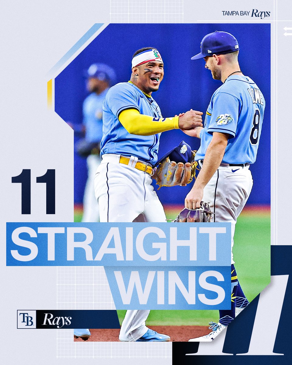 MLB's tweet image. 11-0!

@RaysBaseball has matched its 2nd-longest winning streak ever.