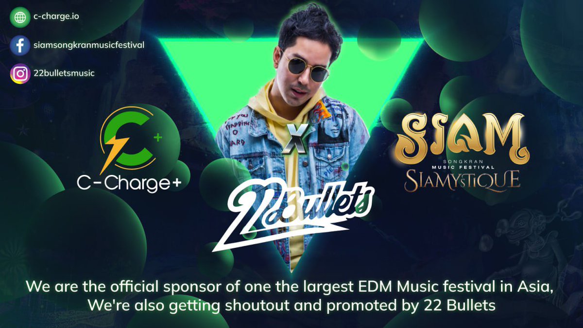 C_Charge_Token's tweet photo. #CPlusCharge is sponsoring a huge event in Bangkok with renowned DJ @22Bulletsmusic
22bullets will be performing at 2pm UTC tomorrow 4/12/23 and we will stream it live in TG room π
This is the first carbon neutral performance and is expected to be a huge hit. #GreenEnergy https://t.co/Gfdt7T4WzT