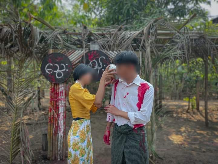 miN13700's tweet photo. Kyainseikgyi township students' union (ABFSU) held an anti-junta demonstration with the title “Bloody Thingyan” in Kayin State's #Kyainseikgyi township on April 11.

#WarCrimesOfJunta
#EndImpunity
#2023Apr12Coup
#WhatsHappeningInMyanmar https://t.co/OeLmeNH11T