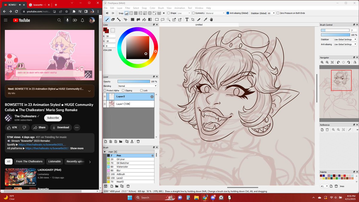 CrystalEmmit's tweet photo. WIP but hhhhh #Bowsette has had me in brain rot for 4 days now and I *HAD* to draw her https://t.co/TZFSg8ljV5