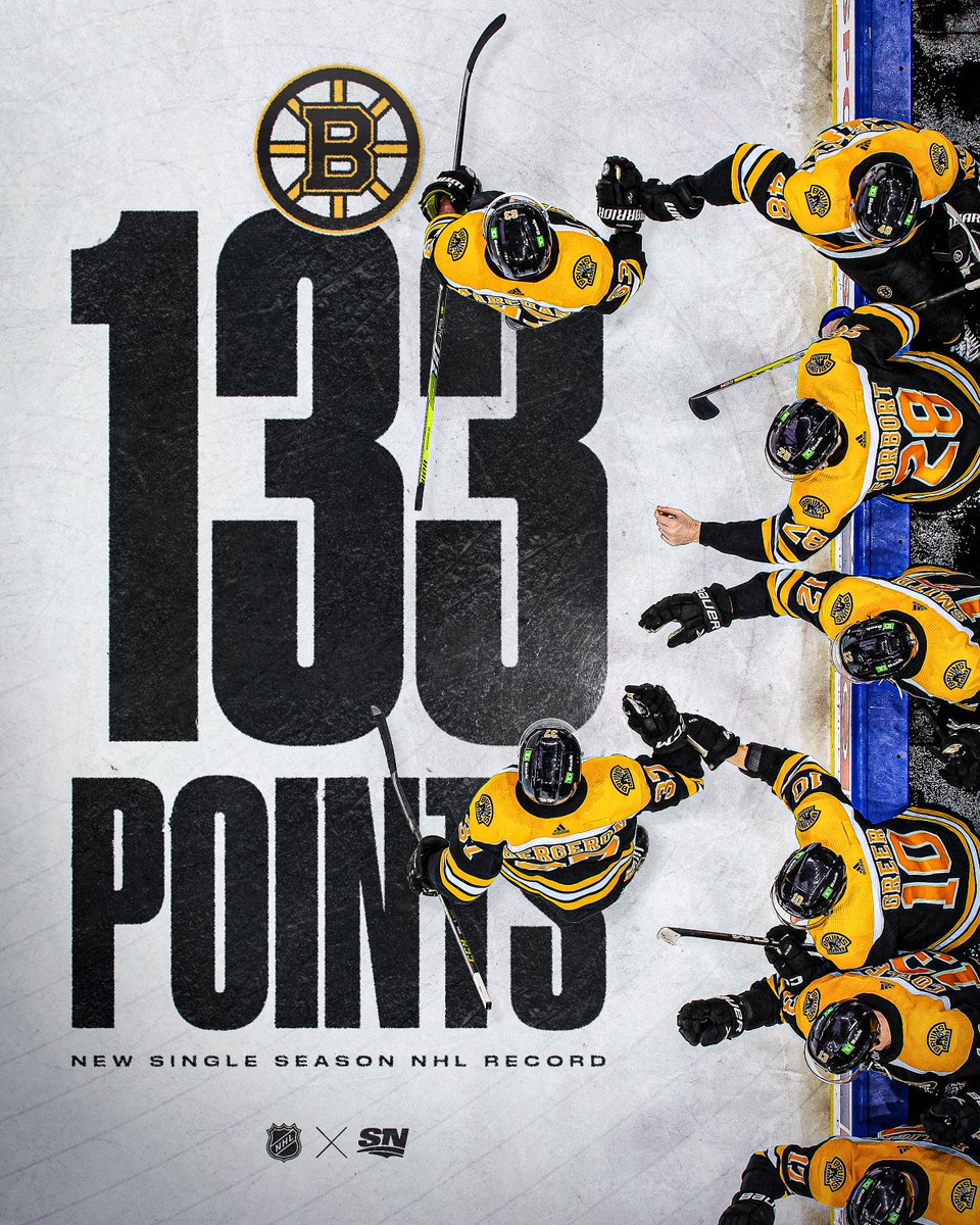 Another record broken. ✅

The <a href="/NHLBruins/">Boston Bruins</a> now hold the single-season record for most points (133). 🔥