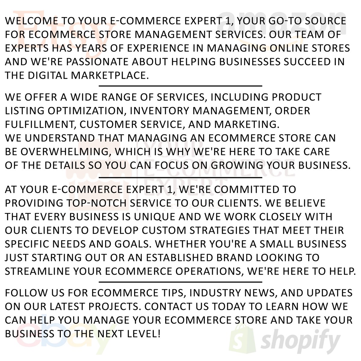 _ecommerceguru's tweet photo. Ready to take your ecommerce game to the next level? Let Your E-Commerce Expert 1 handle the details while you focus on growing your business! 🚀
.
.
.
#ecommerce #onlinestoremanagement #businessgrowth https://t.co/14f4Uxu1rp