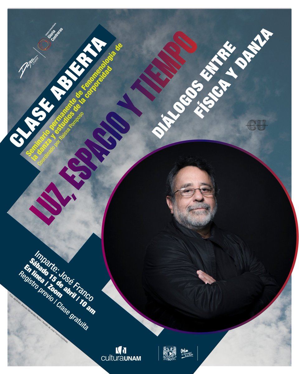 Les invitamos a la clase abierta “Luz, espacio y tiempo. Diálogos entre física y danza”, impartida por el Dr. en Física José Franco, Investigador del Instituto de Astronomía - CU - UNAM.

Registro previo en: bit.ly/3KnJibi