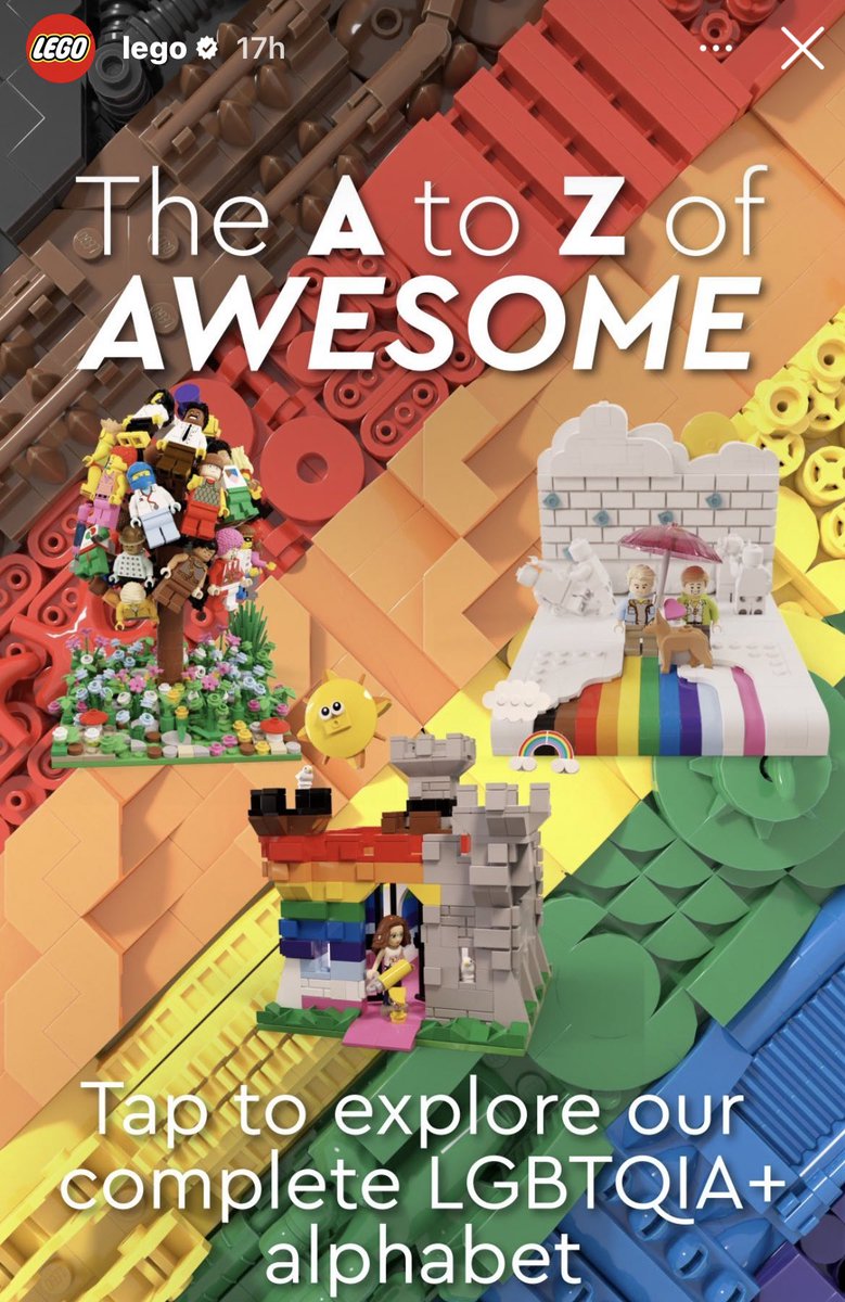 Cjpearson's tweet photo. THREAD: I’m disgusted but in 2023, I can’t say I’m surprised. 

Today, Lego’s launched a new campaign on Instagram encouraging kids to “explore the complete LGBTQIA+ alphabet”. https://t.co/5niOQP30m6