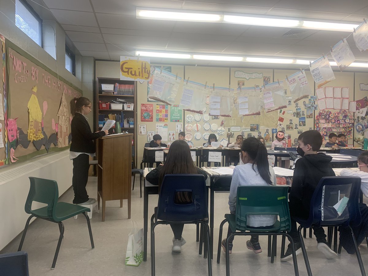 VictoriaEsplin's tweet photo. Mock trial… Mr Wolf was found guilty! Student led trial and parent led jury- verdict… GUILTY. Well done grade 2/3 WEJies! @WEJPS https://t.co/O2qutCbxBo