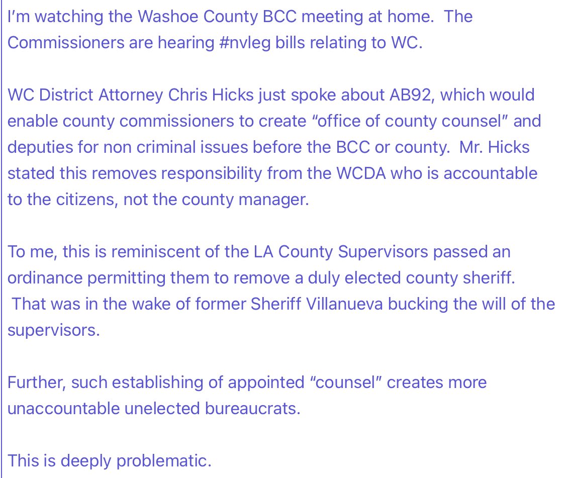 Gunz_go_boom's tweet photo. 🚨🚨🚨 ALL NEVADA COUNTIES

#AB92: proposes to empower county commissioners to establish an “office of county counsel” &amp; appoint “deputies” &amp; establish compensation.

This is overreach by the #nvleg!!!

Please read the blue text on the proposed bill 👇🏻 

https://t.co/8y4v7WupRL https://t.co/arzoOfvjbG