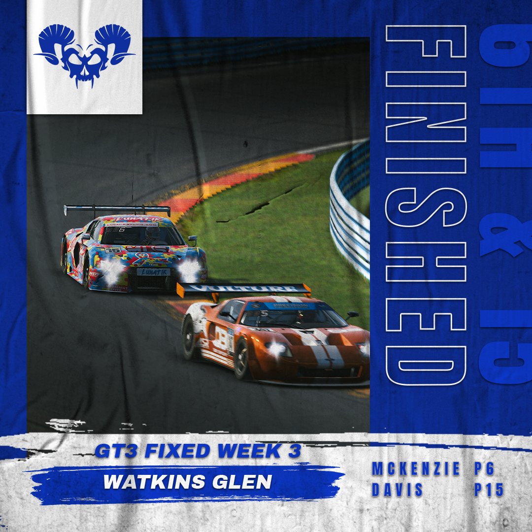 🏁RACE OVER🏁Unfortunate the podium streak ends at the hands of the Vultures. McKenzie with a P6 finish after a mistake running in P4 all race. L. Davis in P15 after keeping it clean and staying out of trouble. Onto the walled city of Belle Isle next week. #LunyBin