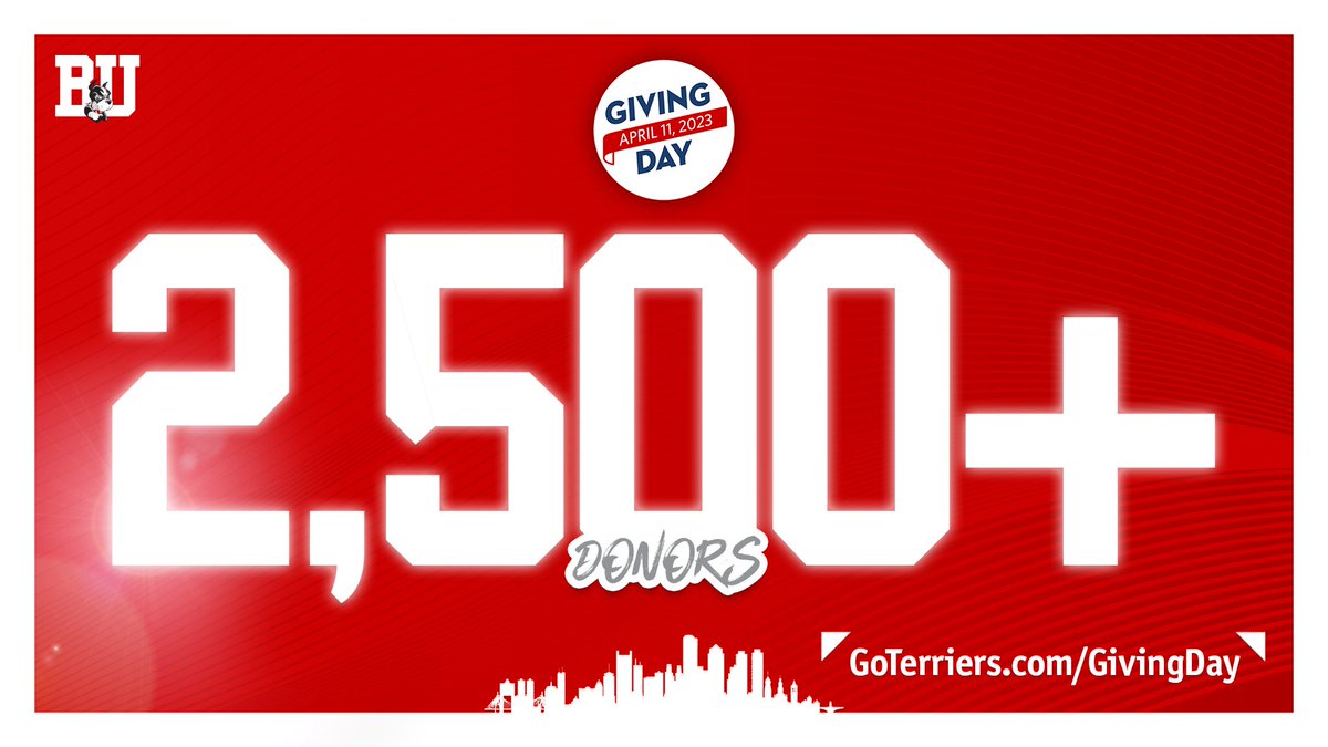 BUAthletics's tweet photo. As we enter the final hours of #BUGivingDay, we've hit another important milestone ... we've received over 2,500 gifts today!

There's still time to add to that number ... https://t.co/9TDaSbuNg0

#ProudToBU https://t.co/ybWsKvE6aL