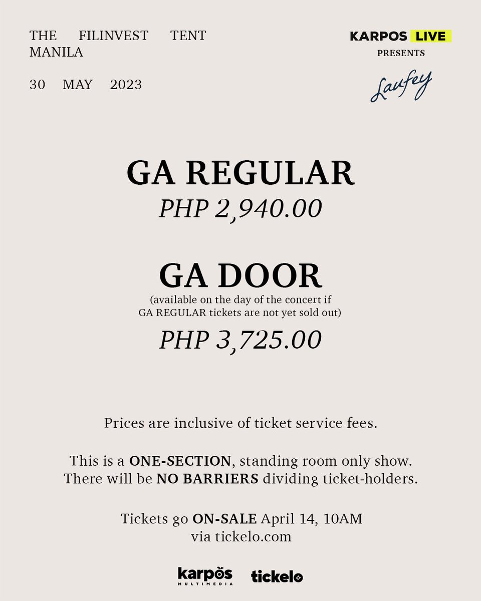 philconcerts's tweet photo. LAUFEY will perform for the first time in Manila!

#LaufeyInManila
🗓️ May 30
📍The Filinvest Tent, Alabang
🎟️ Tickets on sale April 14, 10AM via https://t.co/4RgMurUdDt

@KarposLive @karposmm https://t.co/fRA8BoTAI1