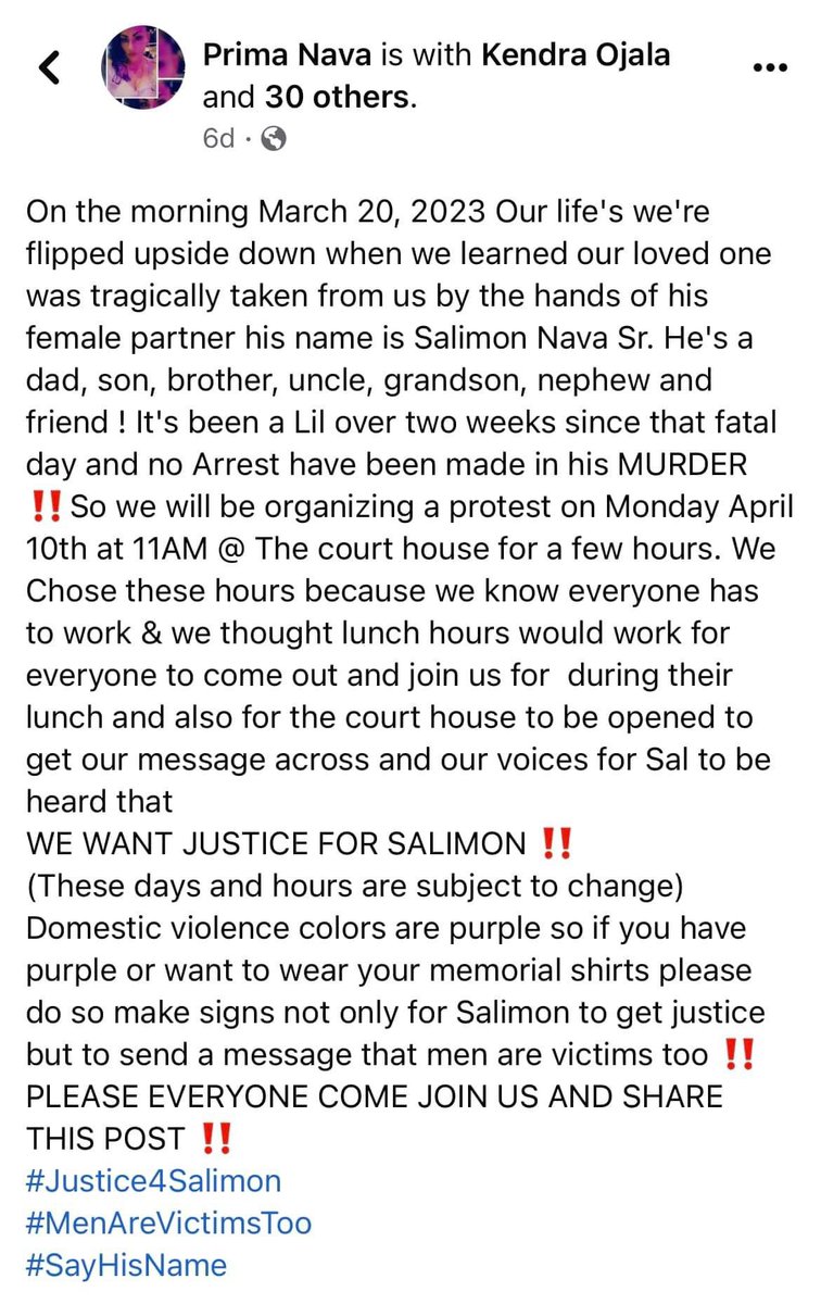 901Lulu's tweet photo. Salimon Nava Sr. (25) was murdered by a single gunshot wound to the head on March 20, 2023. The victim’s family has stated that his partner confessed to his murder. Mele Makamae has yet to be arrested. Investigation is ongoing. His loved ones are protesting until justice is served. Billings, Montana