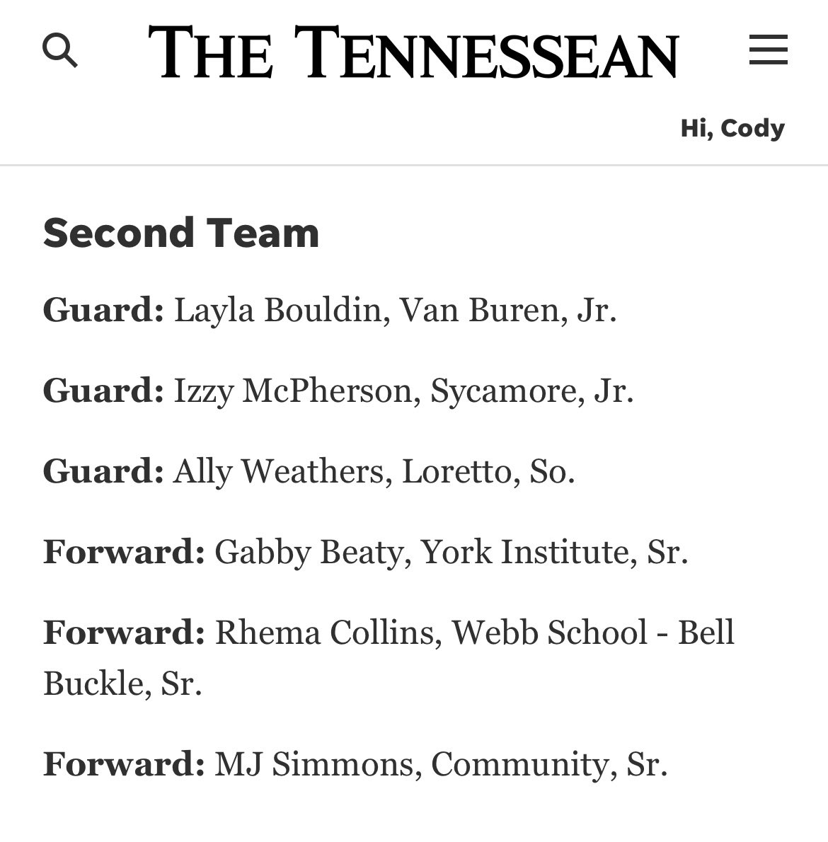 Cody Pierce (@coachpiercechs) on Twitter photo Awesome to see <a href="/MJSimmons23/">MJ Simmons</a> recognized for all her hard work! Cannot wait to watch her at Bethel University. They got a great player and an outstanding person! Awesome to see <a href="/MJSimmons23/">MJ Simmons</a> recognized for all her hard work! Cannot wait to watch her at Bethel University. They got a great player and an outstanding person!