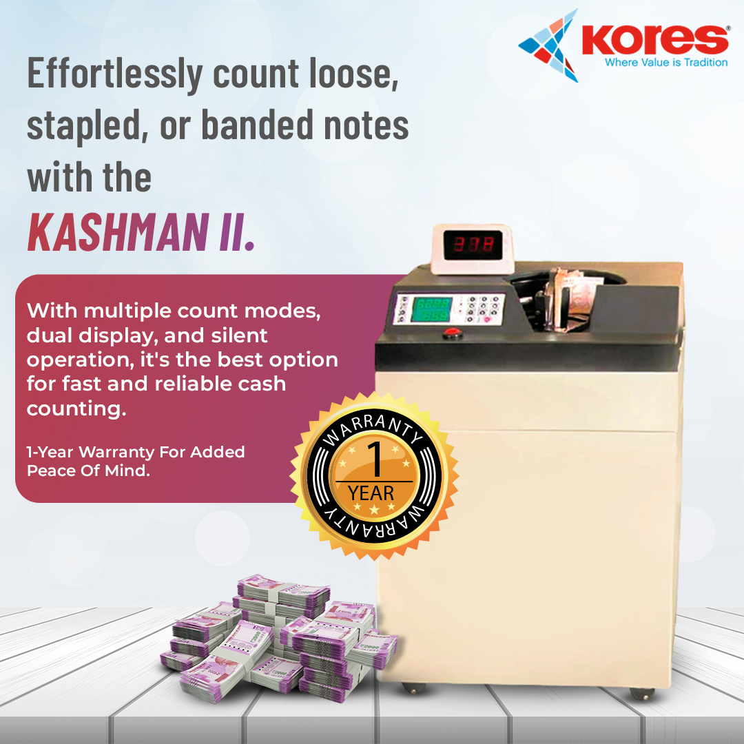 Count your money faster and more accurately with the Kashman II! 

#countingcurrency #currencycounting #countingmachine #koresindia #koresbusinessautomation #branchautomation