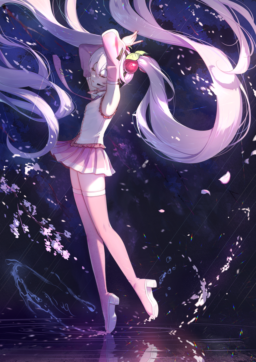 初音ミク「桜ミク #桜ミク #VOCALOID #初音ミク  」|ごあめのイラスト