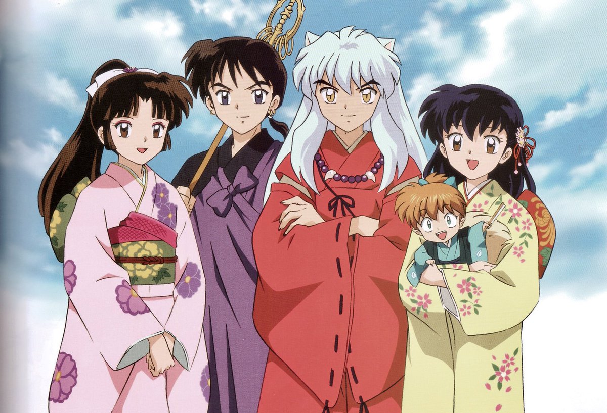 emmyyasha's tweet photo. I love group pics where Inuyasha and Sango get all dressed up and Inuyasha and Miroku are just kind of there looking plain https://t.co/LJXLzRzZ7G