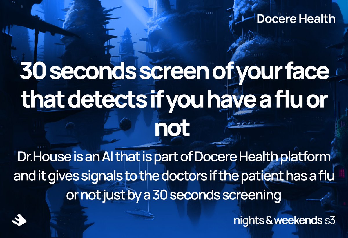 Welcome to the future of telemedicine ⚕️

Docere Health's team introduces you with "Dr.House". Im looking forward to build this myself during 6 weeks of the program 🧬

cc: <a href="/_buildspace/">buildspace</a>