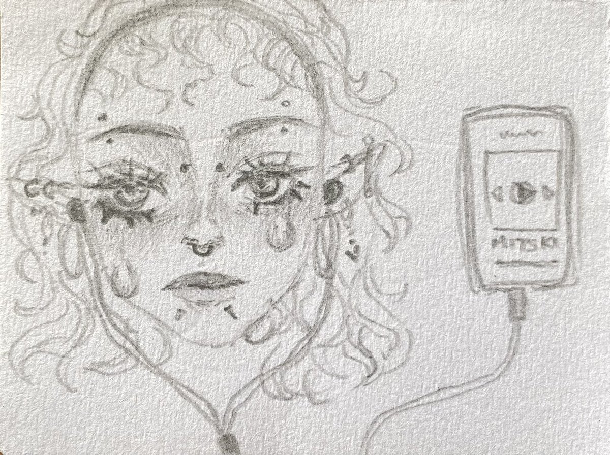 i offer u…a little scribble of a sad gal listening to mitski 