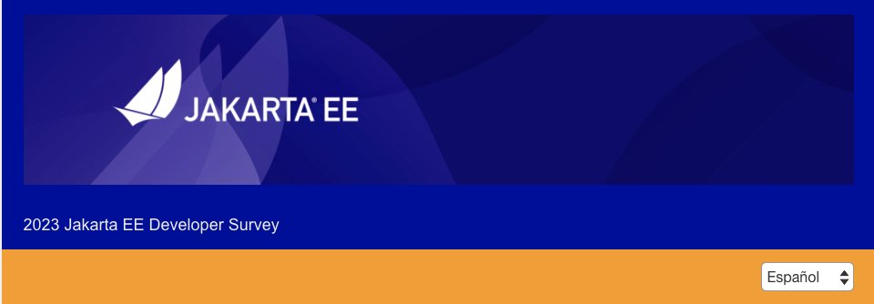 JEspañol (@eventosjespanol) on Twitter photo 📢Ya se encuentra disponible la encuesta anual de <a href="/JakartaEE/">Jakarta EE</a> y este año está disponible en idioma español 🥳!
Participa hoy:
surveymonkey.com/r/MXBWYP5?lang…
#Java #CloudNative 📢Ya se encuentra disponible la encuesta anual de <a href="/JakartaEE/">Jakarta EE</a> y este año está disponible en idioma español 🥳!
Participa hoy:
surveymonkey.com/r/MXBWYP5?lang…
#Java #CloudNative