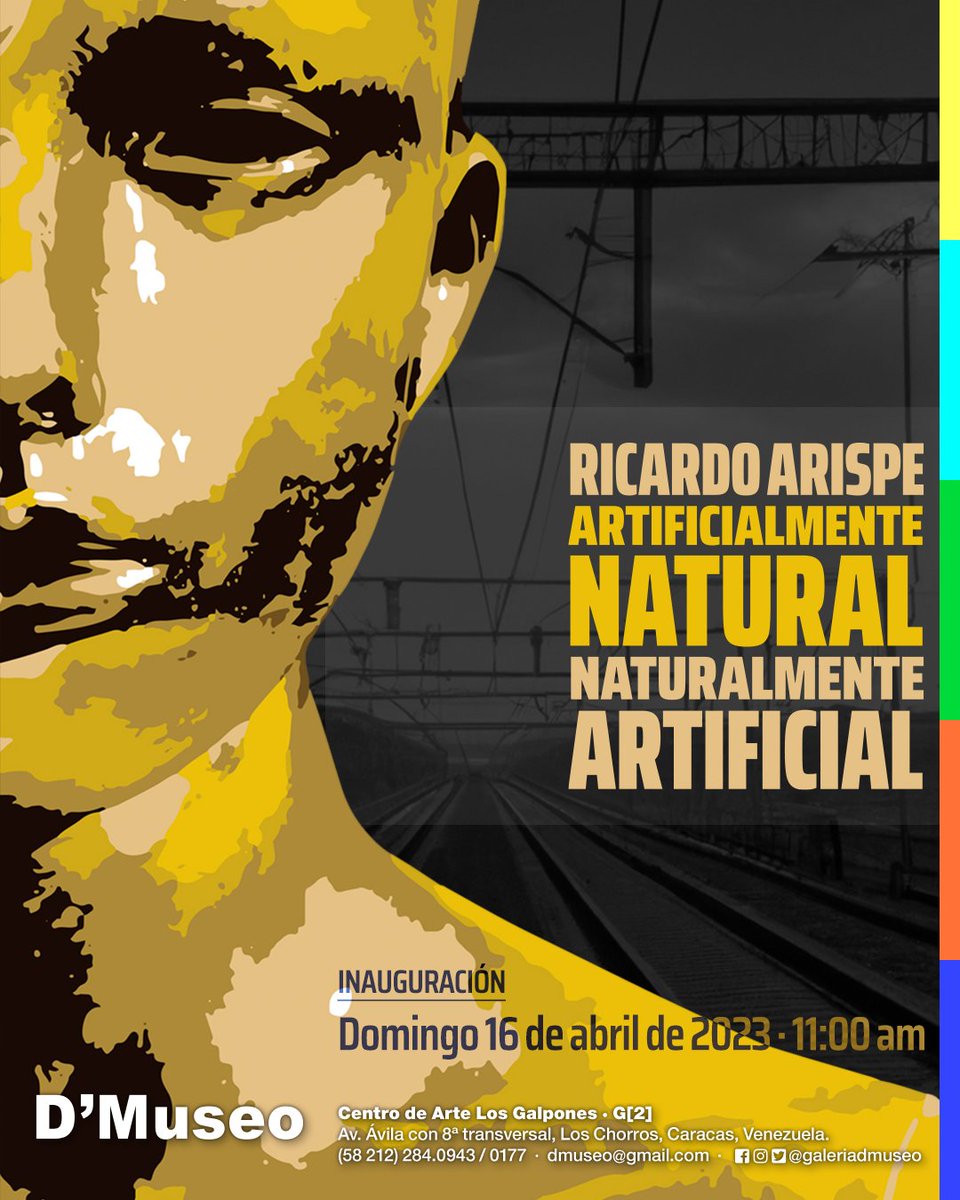 #DMuseo se complace en invitarles a la inauguración de la exposición de Ricardo Arispe → ARTIFICIALMENTE NATURAL, NATURALMENTE ARTIFICIAL

➡️ Domingo 16 de abril de 2023 · 11 am-4 pm

D'MUSEO
Centro de Arte Los Galpones · G[2]
#Caracas · #RicardoArispe · <a href="/rarispe/">Ricardo Arispe</a> · <a href="/losgalpones/">Centro de Arte</a>