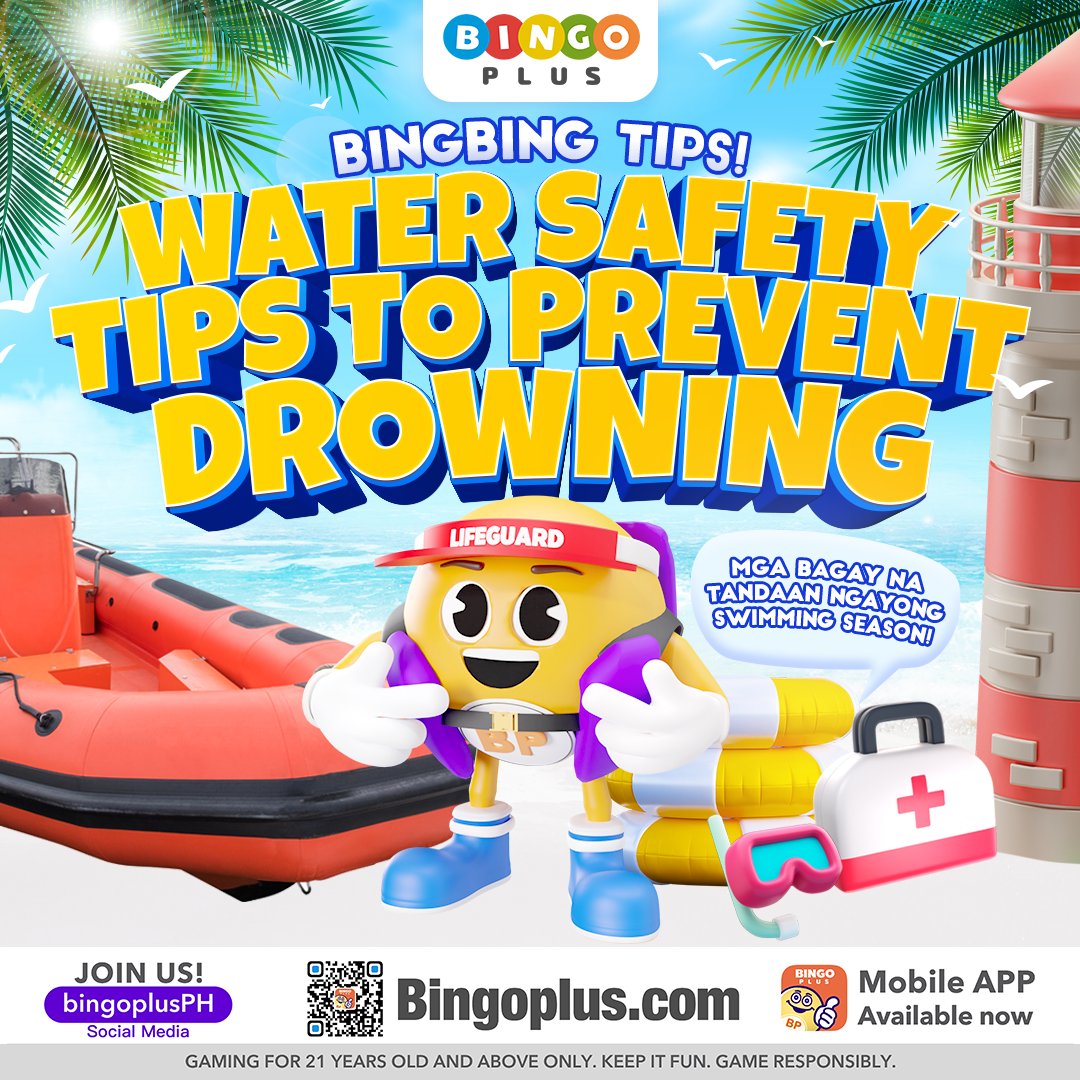 Bingoplusph's tweet photo. Oh sa mga mag s-swimming dyan, water safety tips ang hatid ni BingBing para sa inyo🌊🛟

#BingoPlus #BingBingTips #WaterSafetyTips #AprilwithBingoPlus #summer #beach https://t.co/n61tvjVKVI