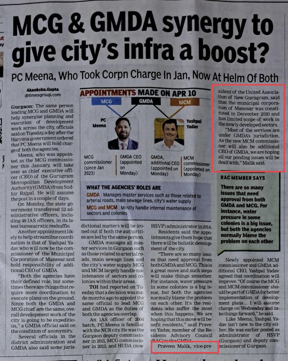 Praveenmalik86's tweet photo. As the new @MCManesar commissioner @yashpalmurar also hold charge as Addl. CEO @OfficialGMDA &amp; in said area of #MCM maximum infrastructural related work is under GMDA, so we are hoping our pending work will dealt #GreenBelts #Roads #Drains #Water 

@its_AkankshaG @pcmeenaIAS https://t.co/TsTfDIeqOY