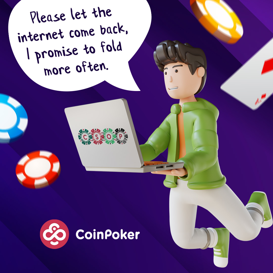 CoinPoker_OFF's tweet photo. Raise your hand if you've ever lost a hand on CoinPoker due to internet connection problems πββοΈπββοΈ
#poker #crypto #cryptopoker #pokercrypto #casino #slots #pokeronline #pokerface #pokernight https://t.co/VM1vcRc9Sf