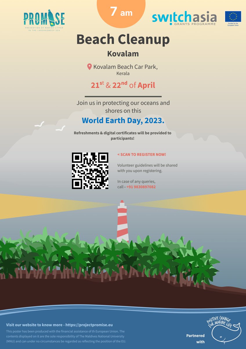ProjctPromise's tweet photo. Come and join us in protecting our oceans and shores this WORLD EARTH DAY! Be part of the beach cleanup events happening on 21 and 22 April 2023 at Kovalam, Kerala.
@switchasia 
@EU_in_Sri_Lanka https://t.co/WP0VVUgTBw