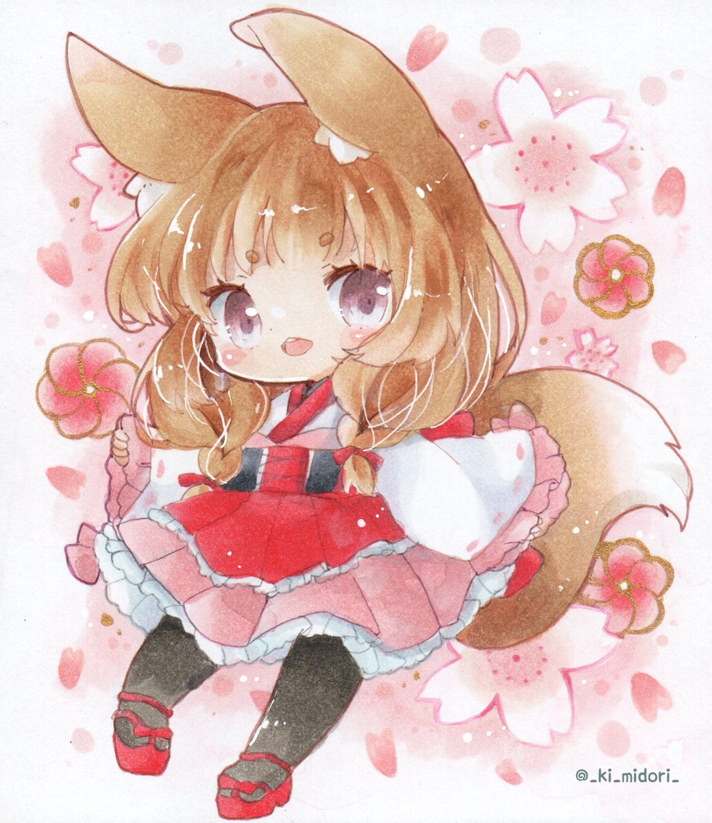 「狐ちゃん 」|きい(きみどり)のイラスト