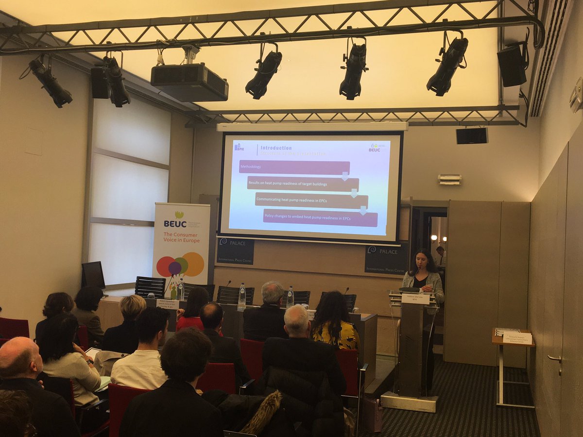 .@HeleneSibileau from @BPIE_eu presenting the results of our first study on how to tell if your home is ready for a heat pump. This info needs to be included in all Energy Performance Certificates to make it as easy as possible! 🏡