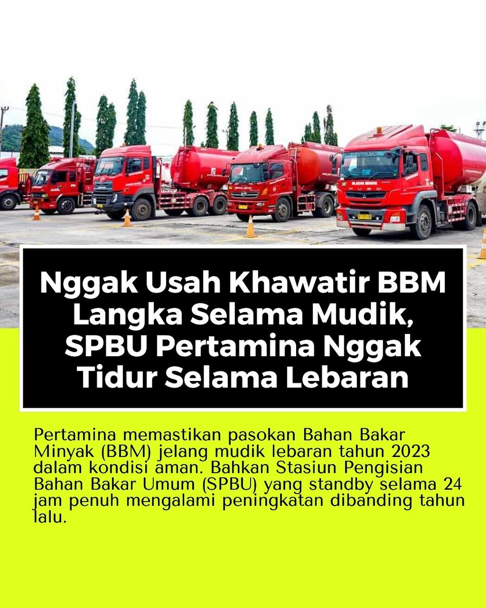 Pastikan kersediaan BBM hingga oparasikan SPBU 24 jam untuk selama mudik, Pertamina berharap masyarakat tidak khawatir.
<a href="/pertamina/">PERTAMINA</a>
@KemenBUMN
#Pertamina
#EnergyToday
#EnergyTodayID
#TheEnergyToday
#MudikLebaran2023 #MudikLebaran
#Lebaran2023
#IdulFitri1444H