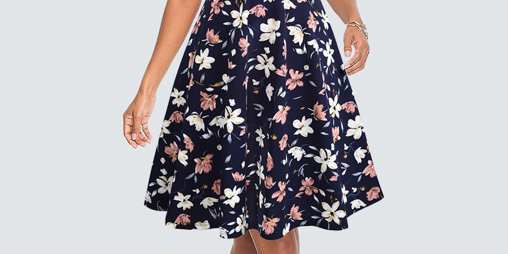Elegant Flower Lace Women Casual Round Neck A-line Dress Summer eezymart.com/women-vintage-…