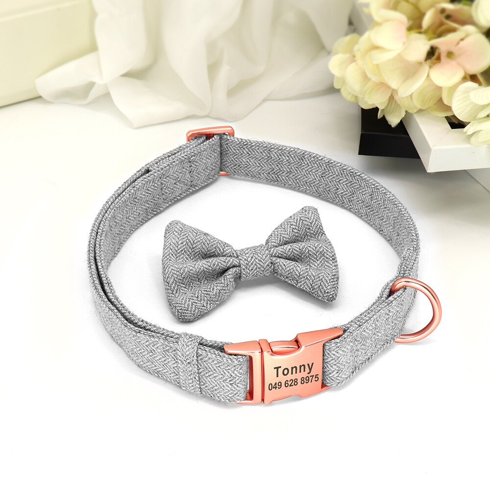 #dogsandpals Personalized Dog Collar With Bow Tie thefabpaw.com/product/person…