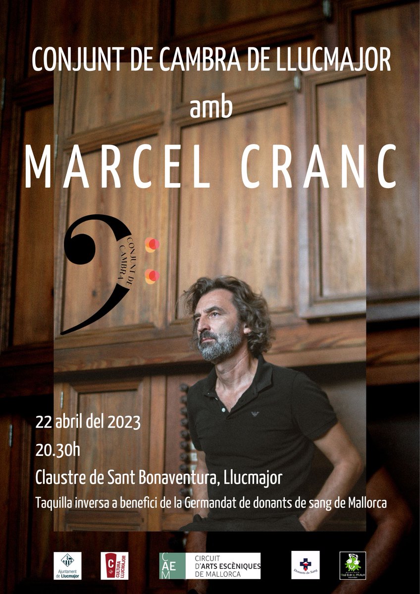 Cultural_ment's tweet photo. Bon dia, culturetes! 🎭

Marcel Cranc s'uneix al Conjunt de Cambra de Llucmajor per celebrar el 50 aniversari de la Germandat dels donants de sang de Mallorca!

Serà una vetllada molt especial per a celebrar una fita tan important com aquesta. Ens hi veim?

Salut i música! 💚🎶 https://t.co/00Fad21rYo
