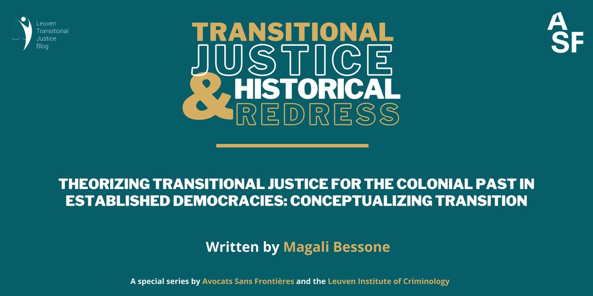 ASF_NGO's tweet photo. 🌍 In this article, Magali Bessone (@SorbonneParis1) argues that for #transitionaljustice to be relevant in postcolonial contexts, a normative approach to the concept of “transition” is required.
➡️ https://t.co/azqXPHbU8w
#ColonialPast #ColonialJustice #Transition https://t.co/YPb9EhkZDX